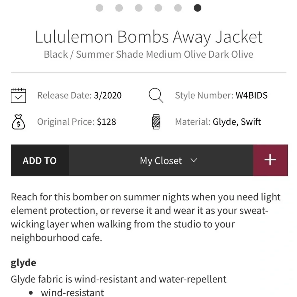 Lululemon Bombs Away Jacket Black/Olive Green Camo Print Reversible Zip Sz 4